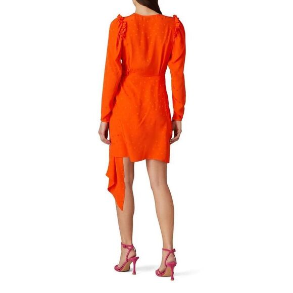 Essentiel Antwerp Viesbeth Silk Puff Sleeve Dress Orange Size 8 MSRP: $460 - Picture 3 of 11